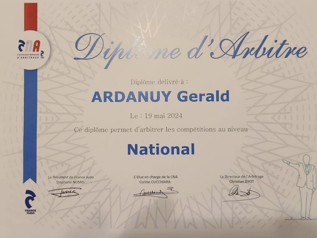 Image de l'actu 'Gérald Ardanuy accède au titre d'arbitre National'