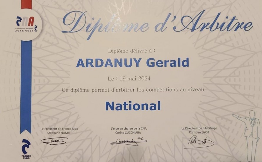 Gérald Ardanuy accède au titre d'arbitre National