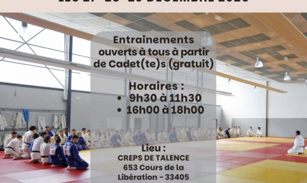 STAGE DU 27 AU 29 DECEMBRE - TALENCE